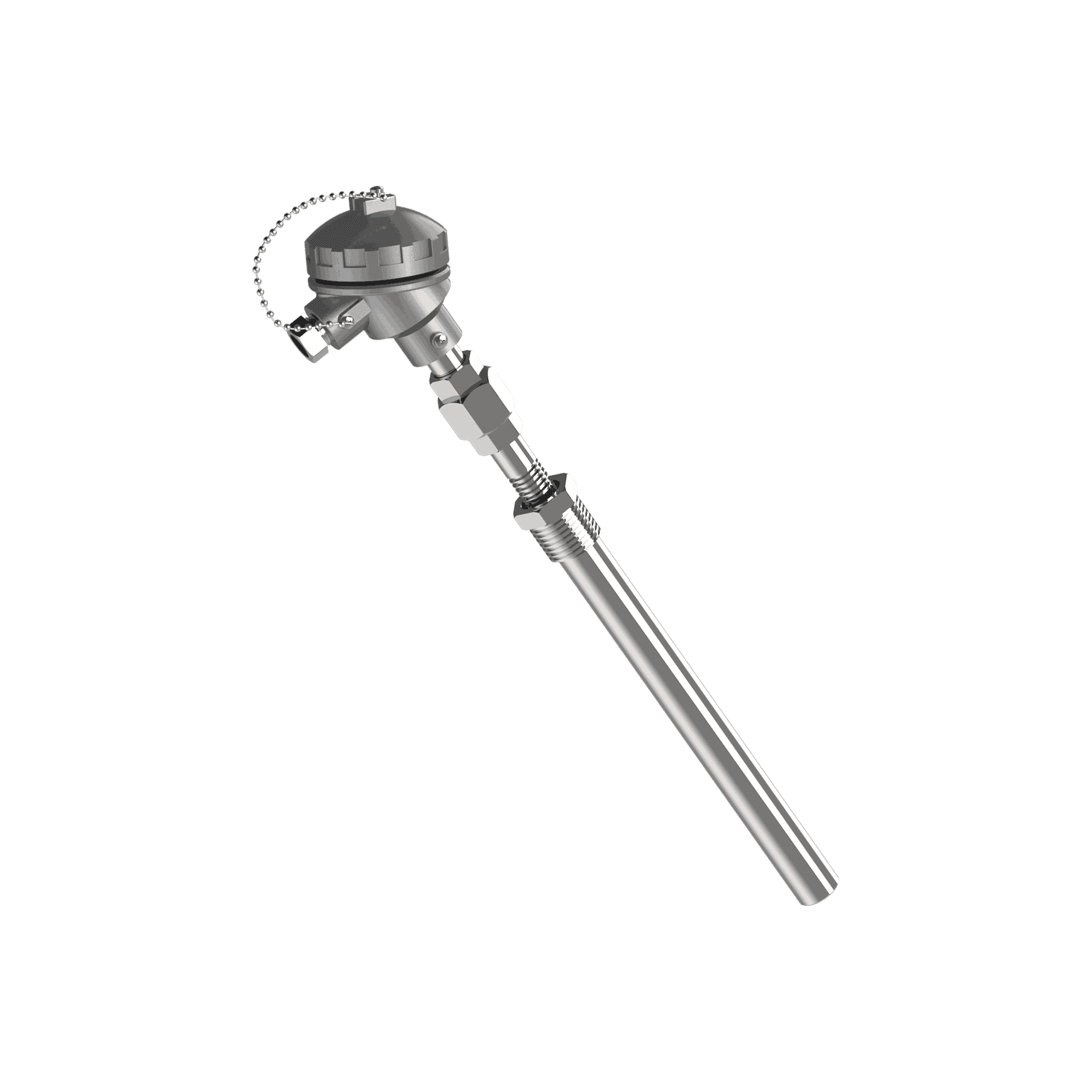 Thermocouple T-653 avec mamelon-union-mamelon et doigt de gant droit