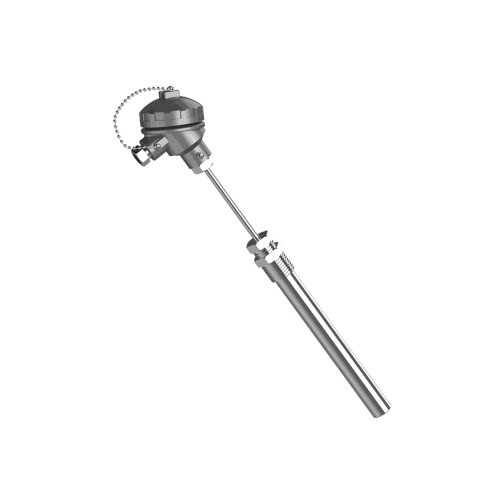 Thermocouple T-654 avec doigt de gant droit et raccord à compression réglable
