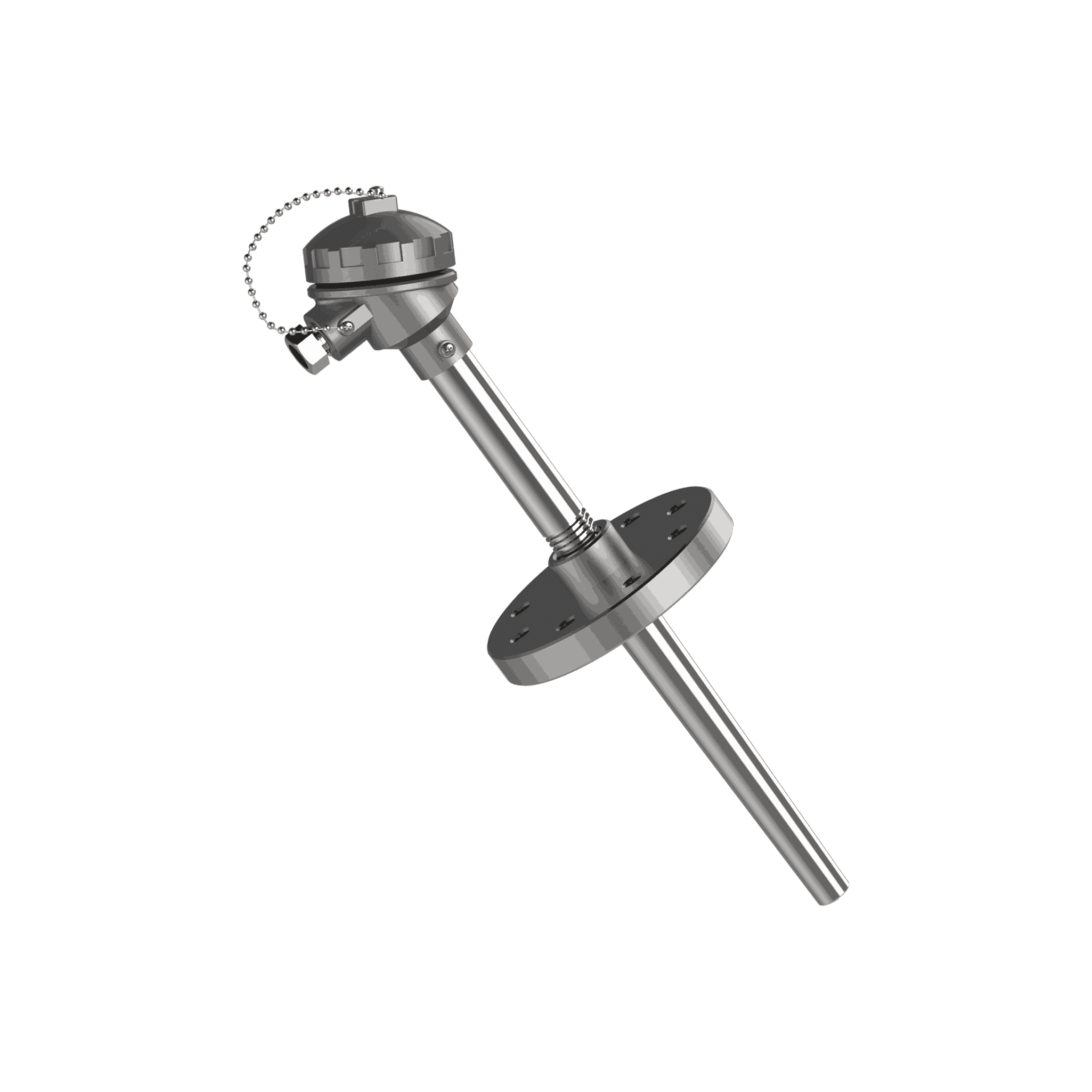 Thermocouple T-726 avec mamelon, bride et doigt de gant conique