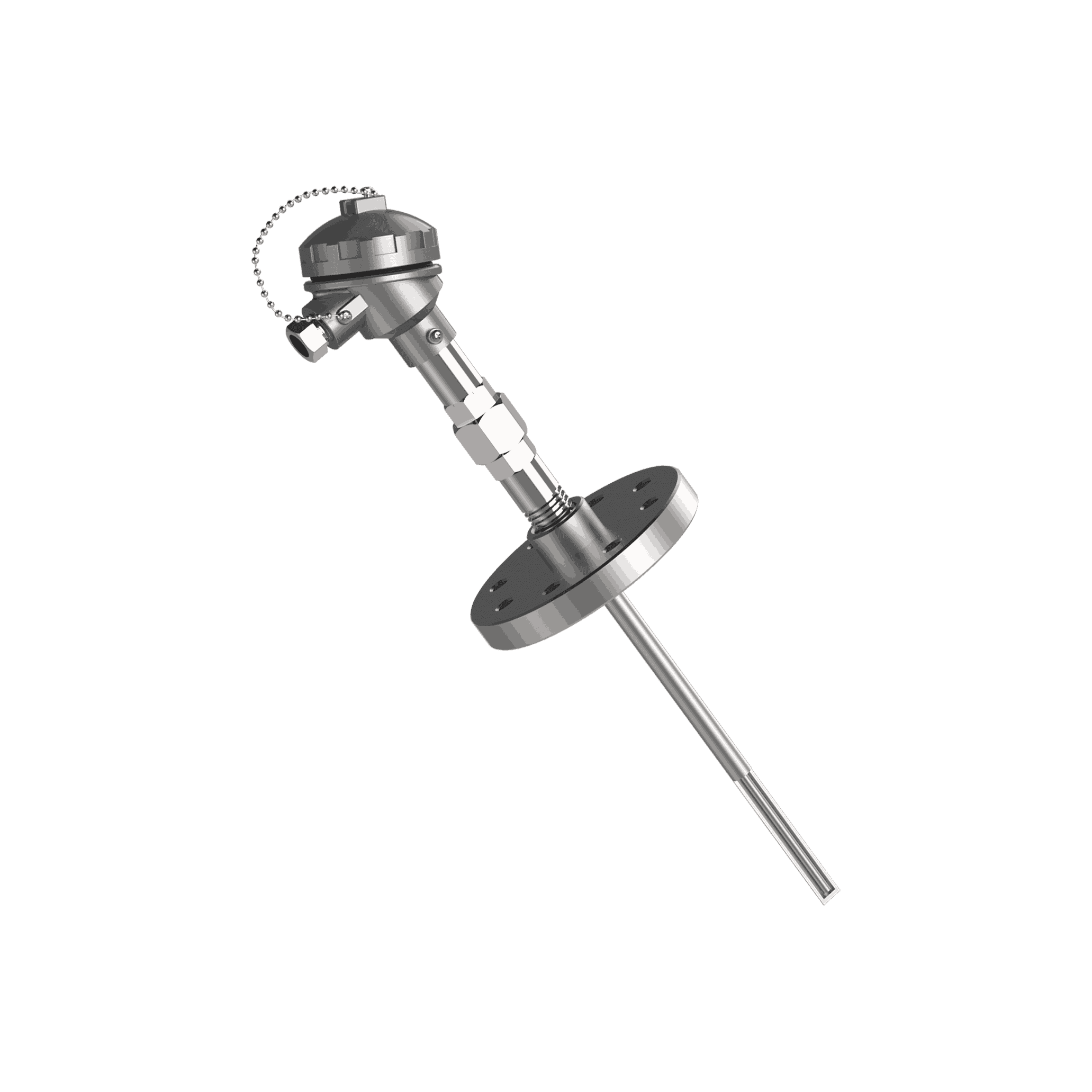 Thermocouple T-730 avec mamelon-union-mamelon et doigt de gant droit