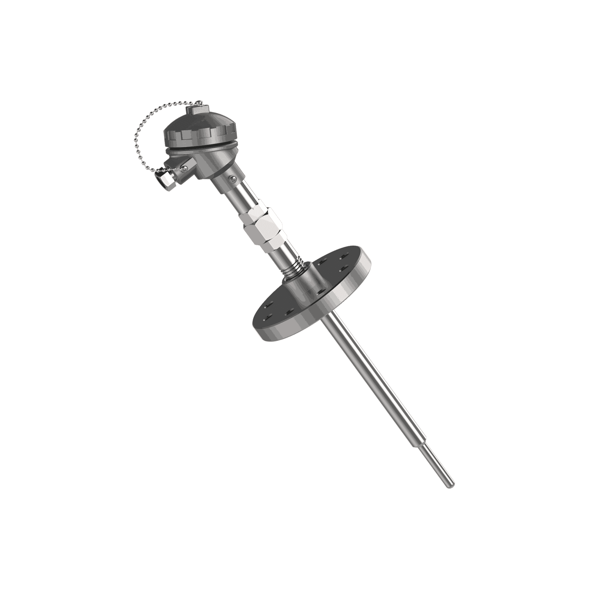 Thermocouple T-732 avec mamelon-union-mamelon et doigt de gant étagé