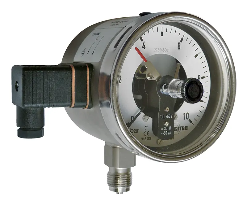 Série 5600 Manomètres à contacts électriques, bulle inox