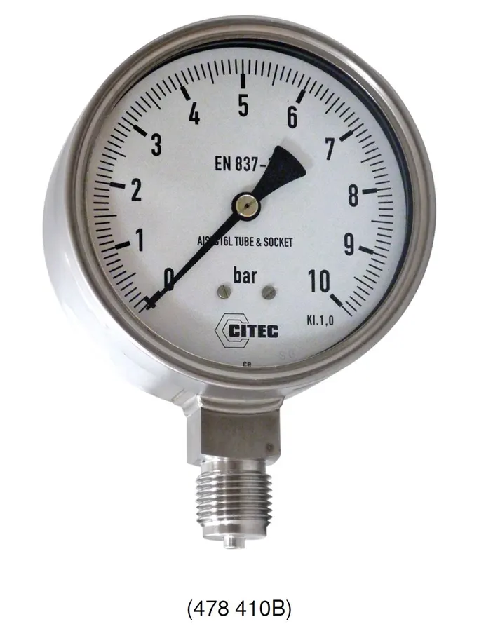 Série 7870B - 7970B Manomètres tout inox, boitier selon norme DIN