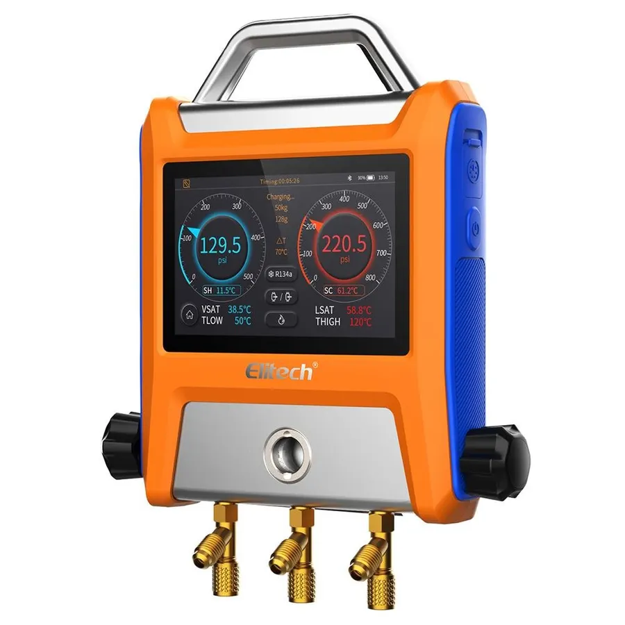 Elitech EMG-20V – Intelligent 2-valve digital manifold, 5" touch screen
