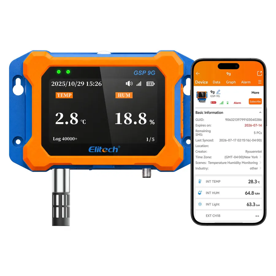 Elitech GSP-9G – Moniteur 4G de température et d'humidité