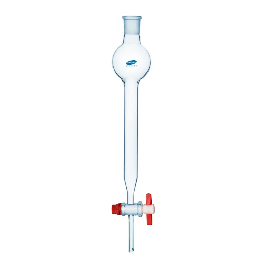 Colonne de chromatographie avec réservoir et robinet en verre à alésage droit