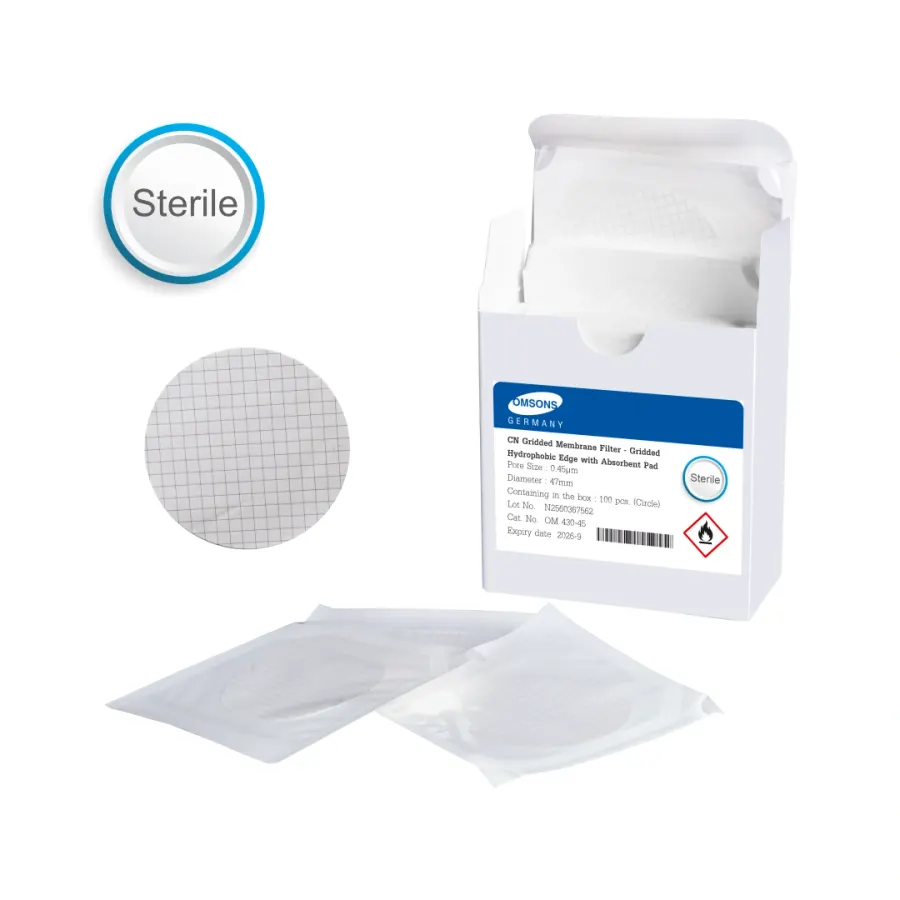 CN Membrane Disc Filter Gridded Hydrophobic Edge Sterile with Absorbent Pad