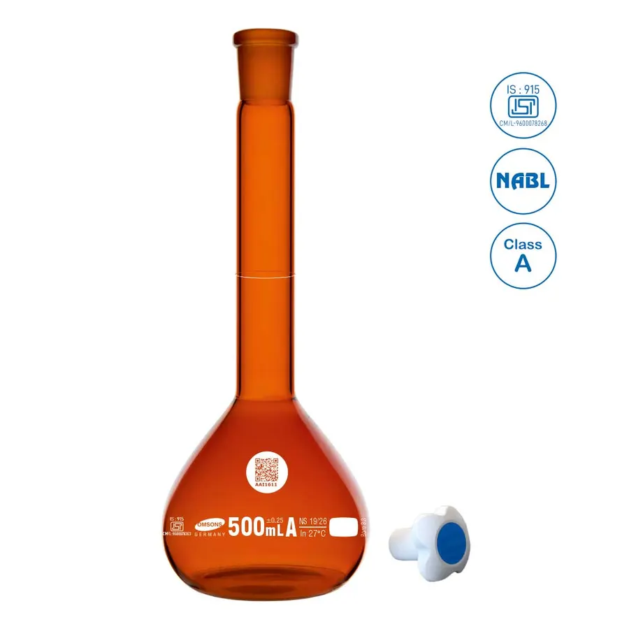 Volumetric Flask Amber Class A with NABL