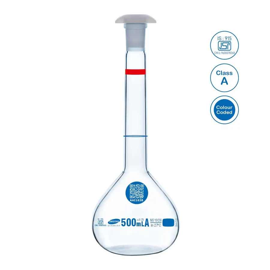 Volumetric Flask Clear Color Coded Class A
