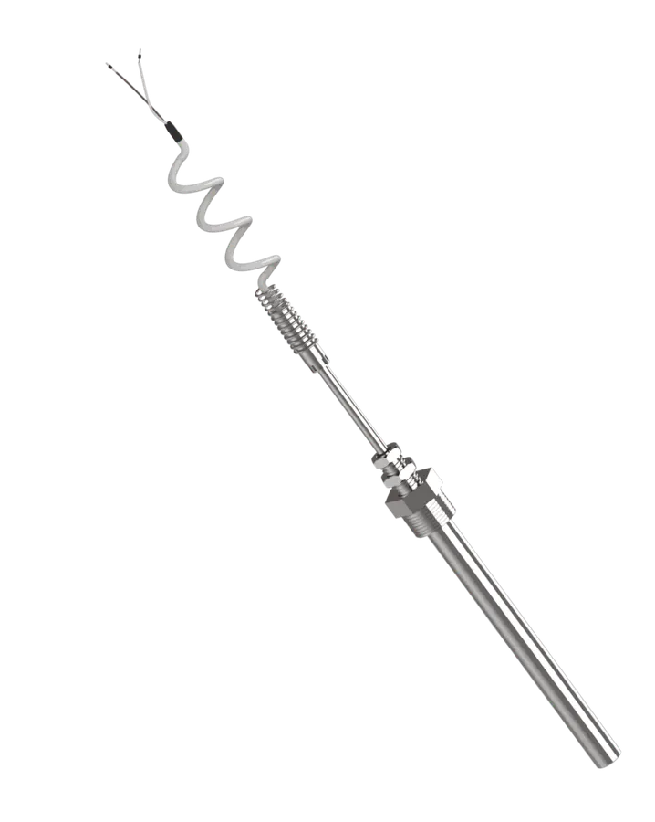 Sonde Pt100 R-504 avec doigt de gant droit, raccord à compression réglable et câble