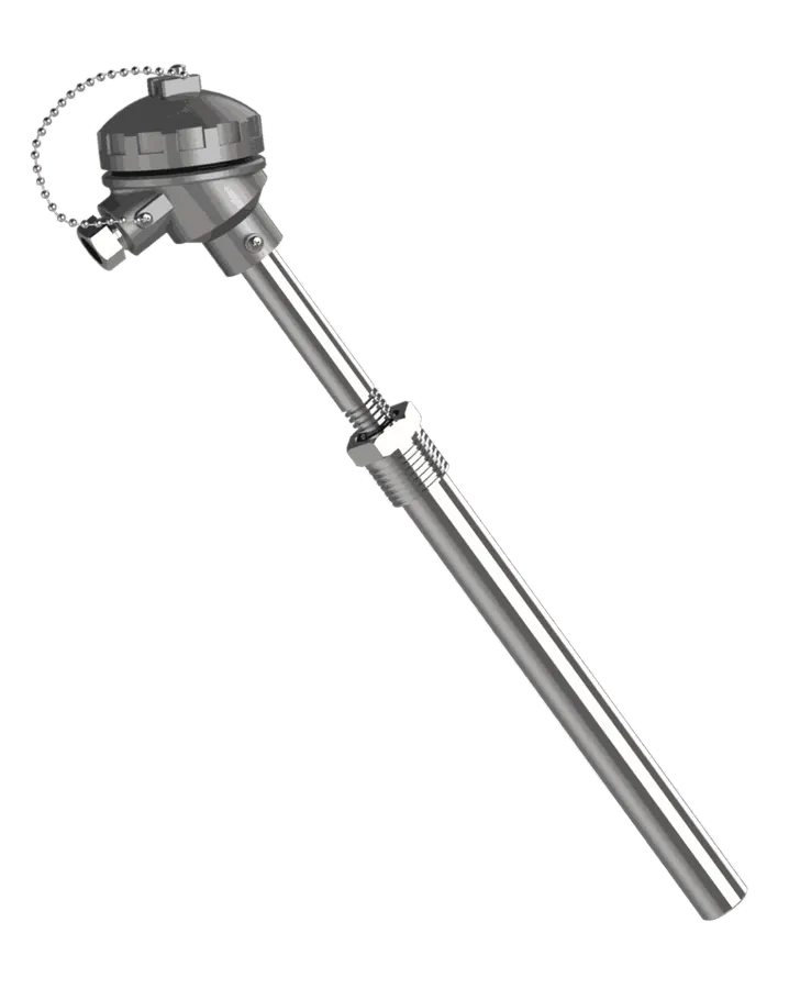 Sonde Pt100 R-652 avec mamelon et doigt de gant droit