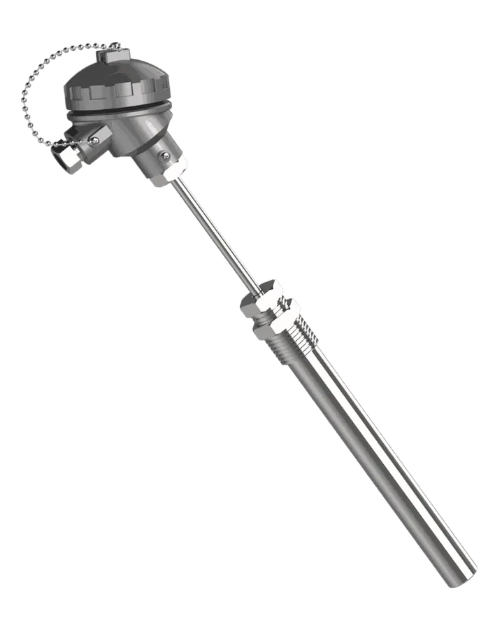 Sonde Pt100 R-654 avec doigt de gant droit et raccord à compression réglable