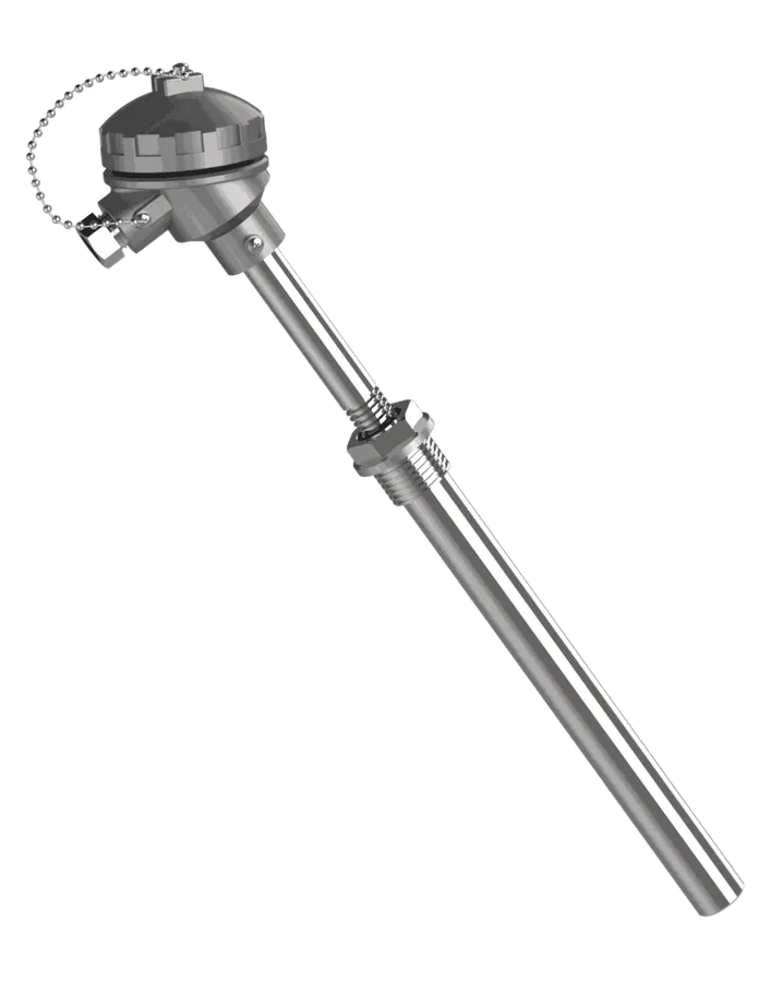 Sonde Pt100 R-655 avec mamelon et doigt de gant droit