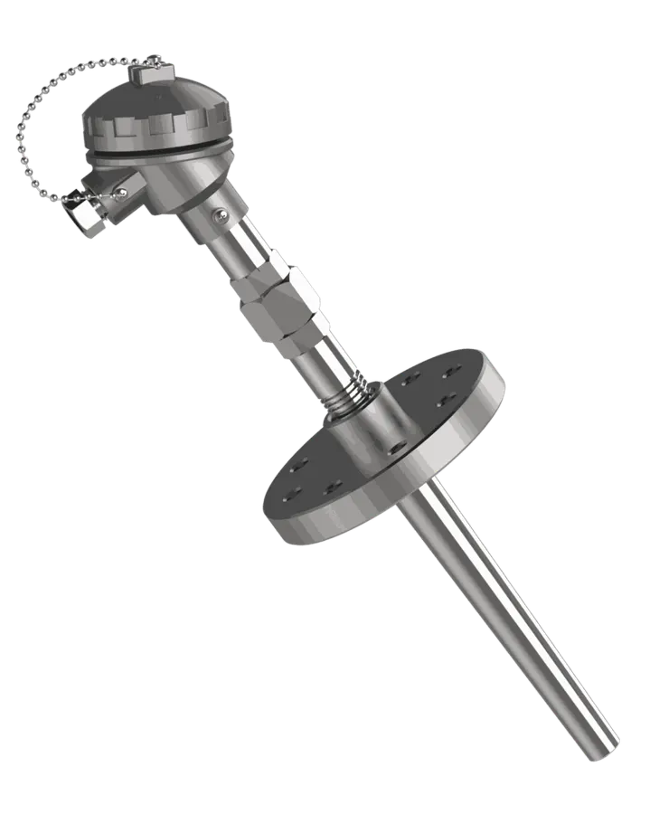Sonde Pt100 R-727 avec mamelon-union-mamelon et doigt de gant conique