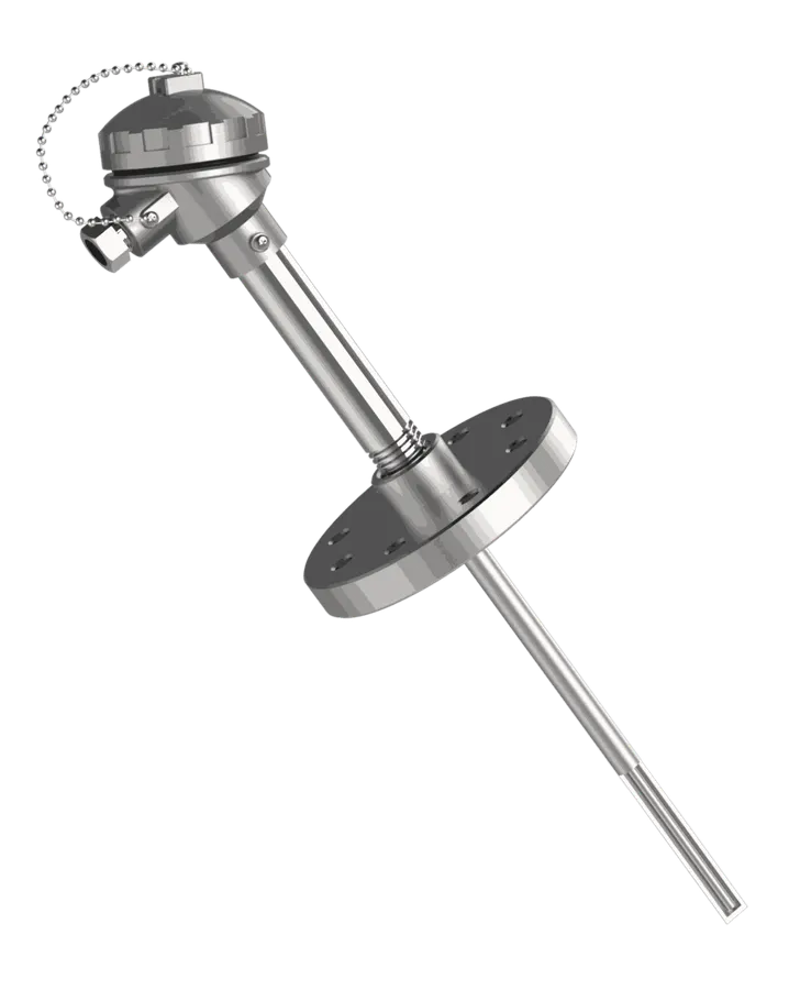 Sonde Pt100 R-729 avec mamelon et doigt de gant droit
