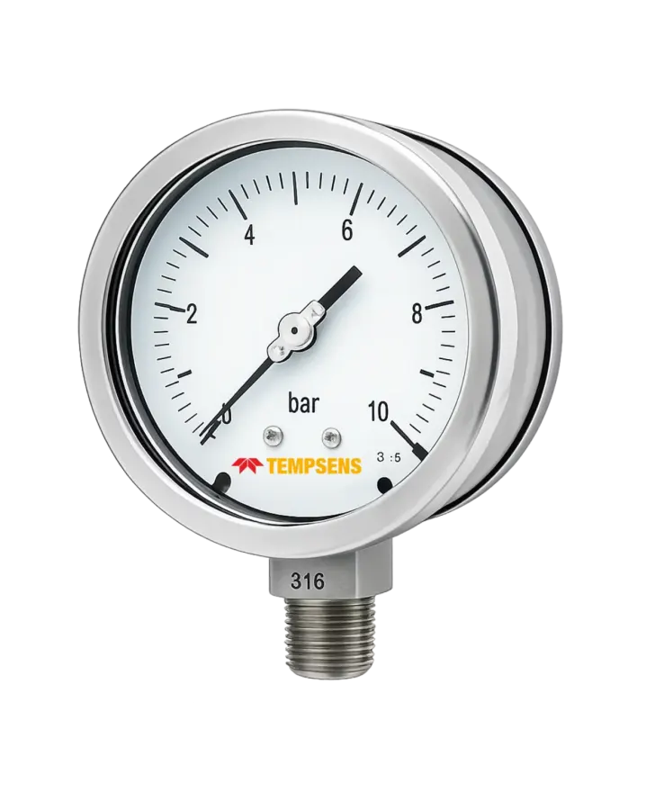 Manomètre de sécurité TMC03 à face avant pleine, inox