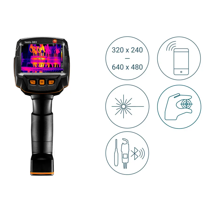 testo 883-2 kit - Caméra thermique testo 883-2 avec objectifs 42° et 12° et des accessoires