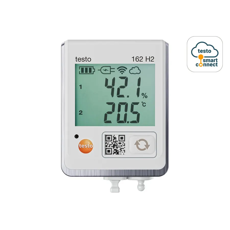 testo 162 H2 - Enregistreur de données en ligne avec afficheur et raccord pour sonde de température et d’humidité