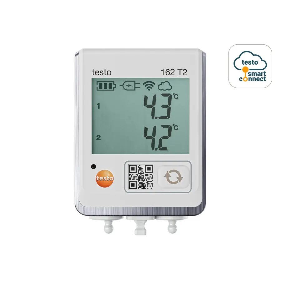 testo 162 T2 - Enregistreur de données en ligne avec afficheur et 2 raccords pour sondes de température CTN
