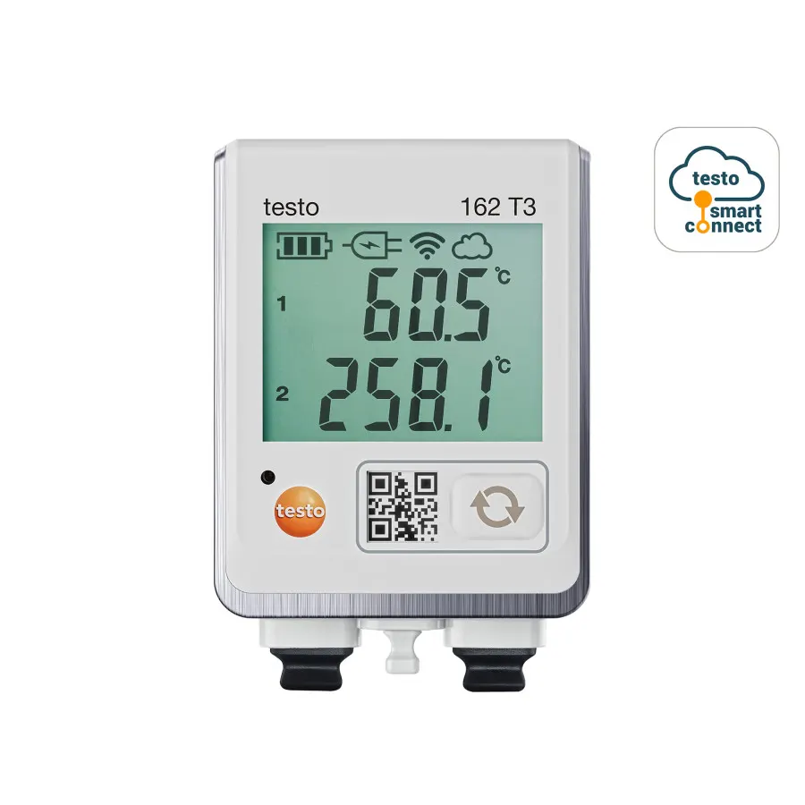 testo 162 T3 - Enregistreur de données en ligne avec afficheur et 2 raccords pour sondes de température TC