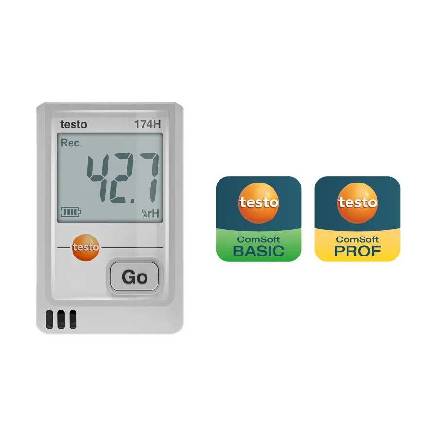 testo 174 H - مسجّل الرطوبة والحرارة بمنفذ USB-C وبرنامج للحاسوب.