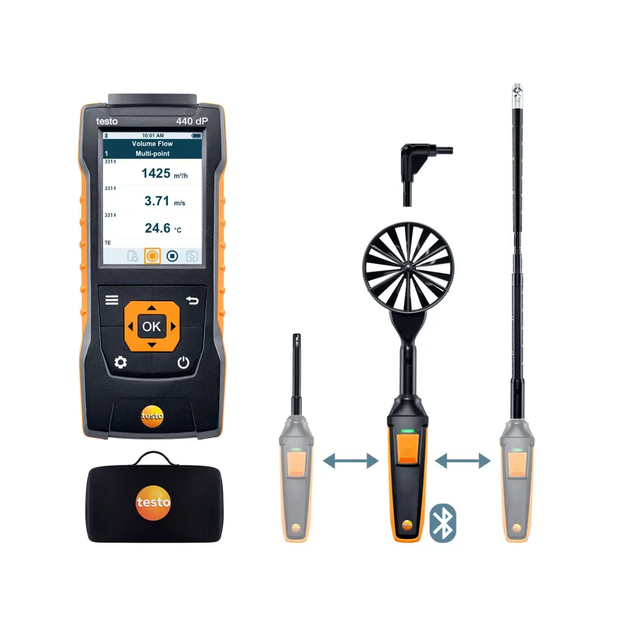 testo 440 delta P Kit combiné 2 avec Bluetooth® pour l’écoulement