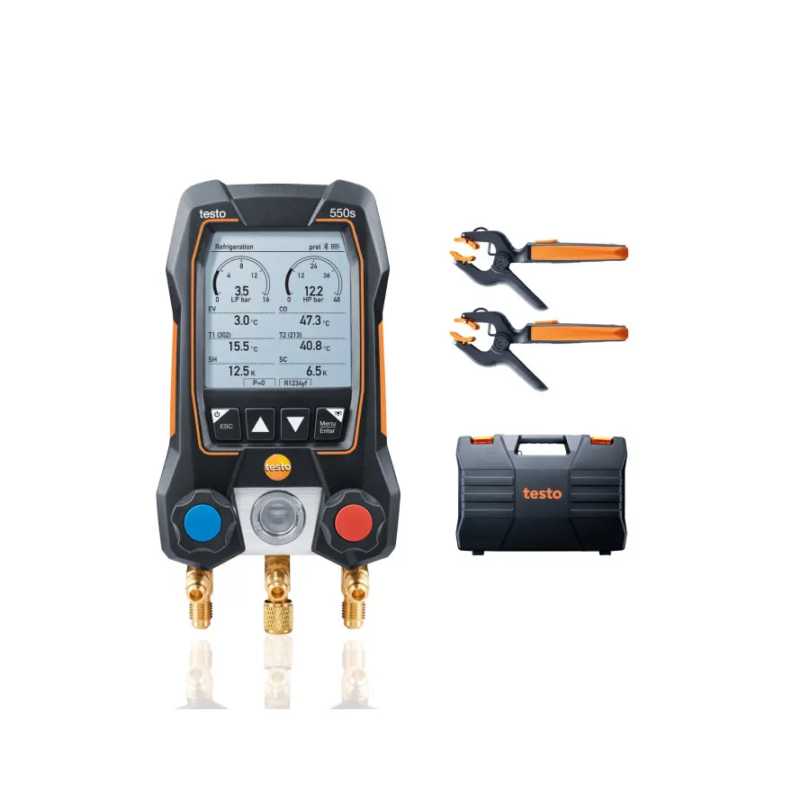 testo 550s kit Smart - Manifold électronique intelligent avec sondes de température à pince sans fil