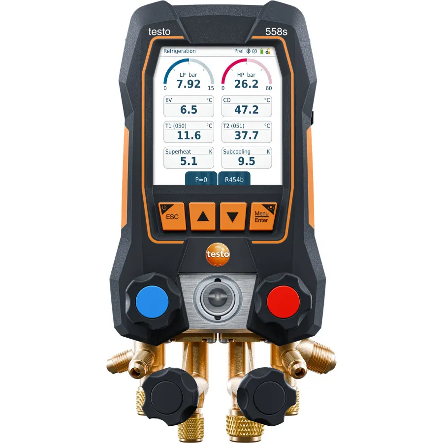 testo 558s - Manifold électronique avec bloc de vannes à 4 voies et écran tactile intuitif