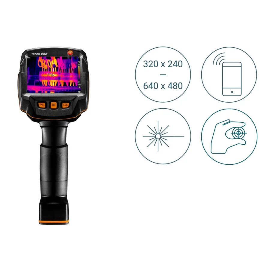 testo 883-1 - Caméra thermique certifiée CNPP (320 x 240 pixels, mise au point manuelle, App, laser)