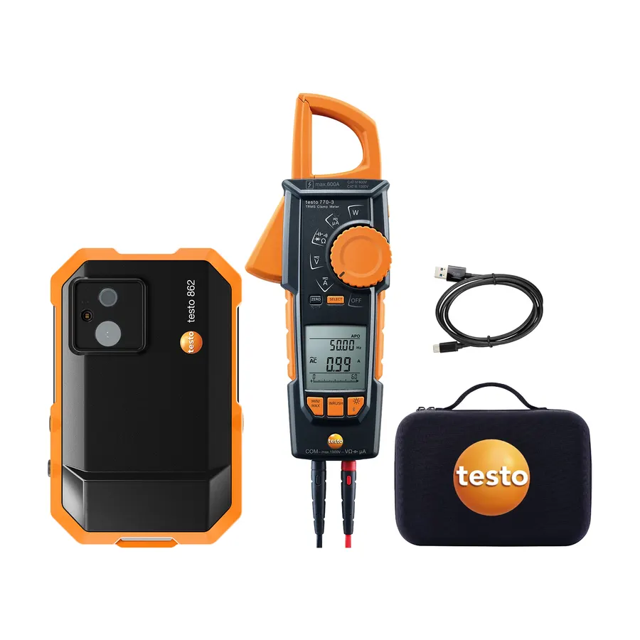 Kit électrique testo 862-2 - Caméra thermique (256 x 192 pixels) et pince ampèremétrique
