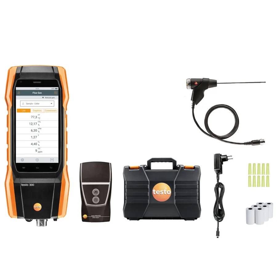 Lot testo 300 LL Nox Premium avec imprimante - analyseur de combustion (O2, CO jusqu’à 15 000 ppm)