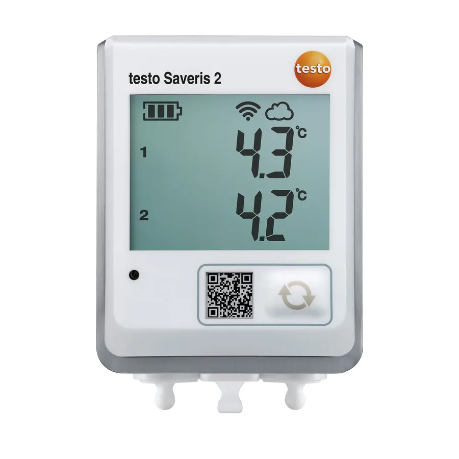 testo Saveris 2-T2 - Enregistreur de données WiFi avec écran et 2 raccords pour des sondes de température CTN