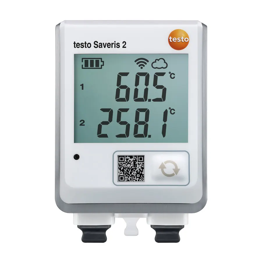 testo Saveris 2-T3 - Enregistreur de données WiFi avec écran et 2 raccords pour des sondes de température TC
