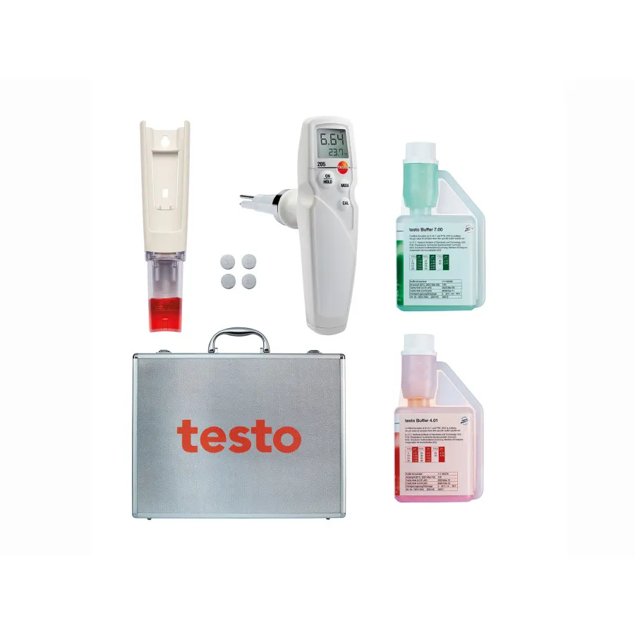 Kit de démarrage testo 205 - Appareil de mesure du pH et de la température dans les milieux semi-solides