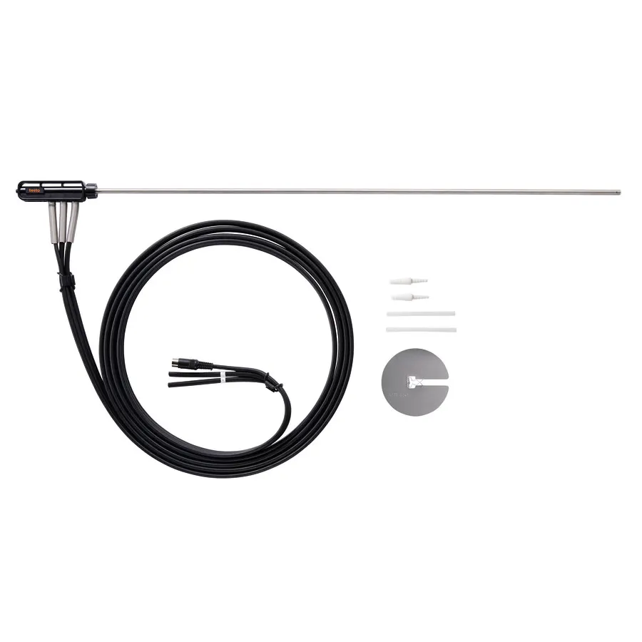 Tube de Pitot en acier inoxydable, longueur : 750 mm - pour la mesure de la vitesse d'écoulement, mesure de température comprise